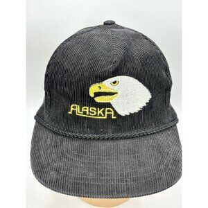Alaska Eagle Corduroy Hat Black Adjustable Baseball Cap Headliners Brand